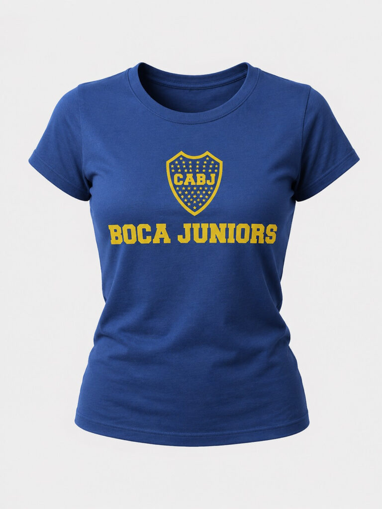 Tshirt mujer BOCA JUNIORS, color celeste con escudo CABJ al frente