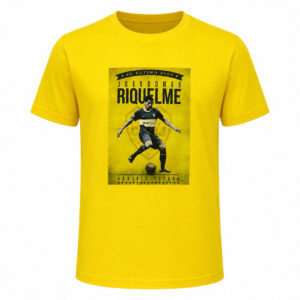 Tshirt BOCA JUNIORS, color amarillo con Riquelme pateando la bola
