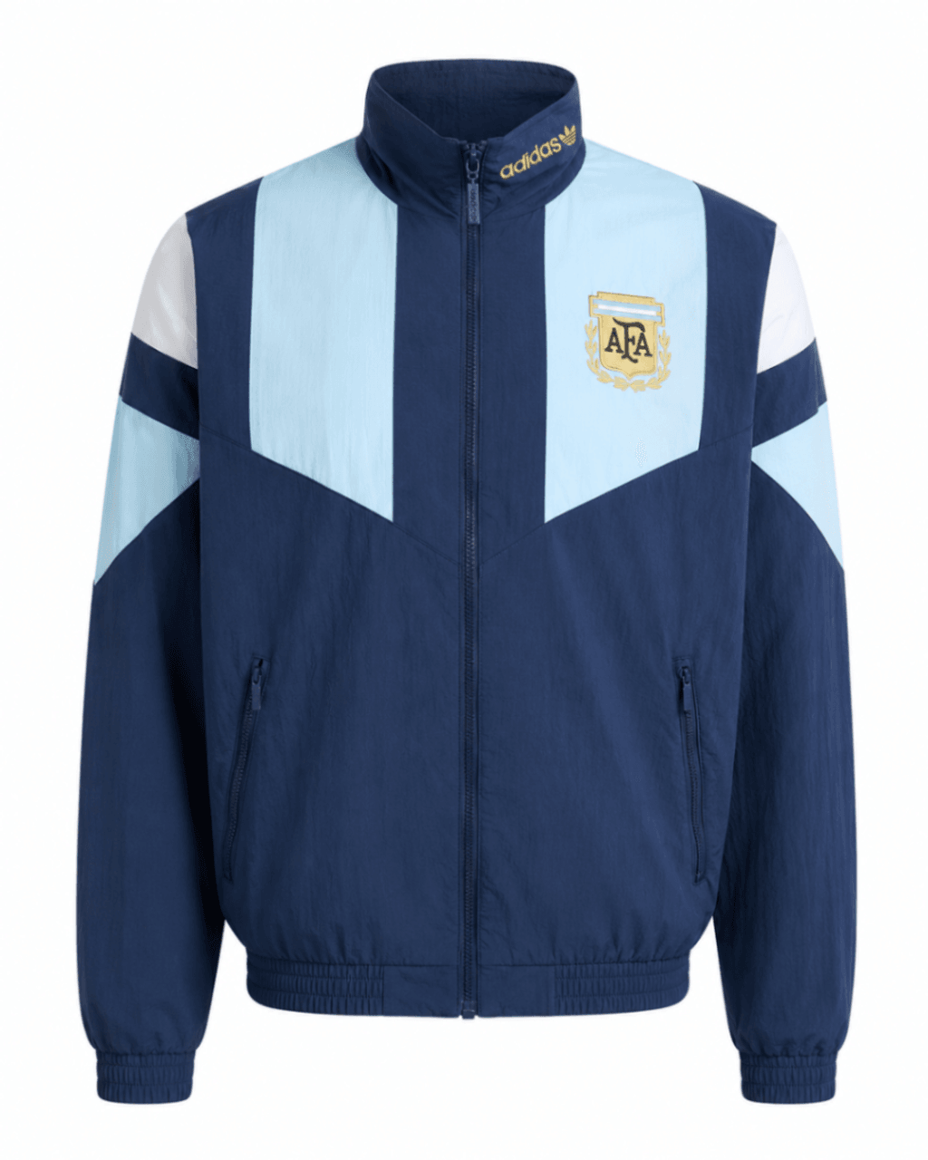 Jacket original ARGENTINA, color azul marino con franjas celestes en hombros
