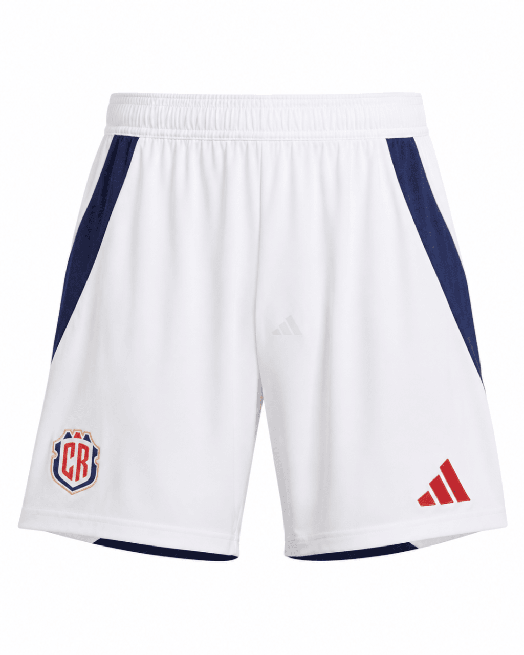 Pantaloneta COSTA RICA, blanca con franjas azules a los costados