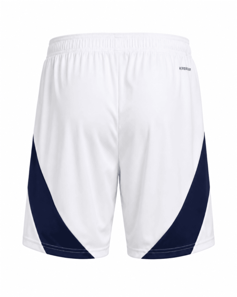 Pantaloneta COSTA RICA, blanca con franjas azules a los costados