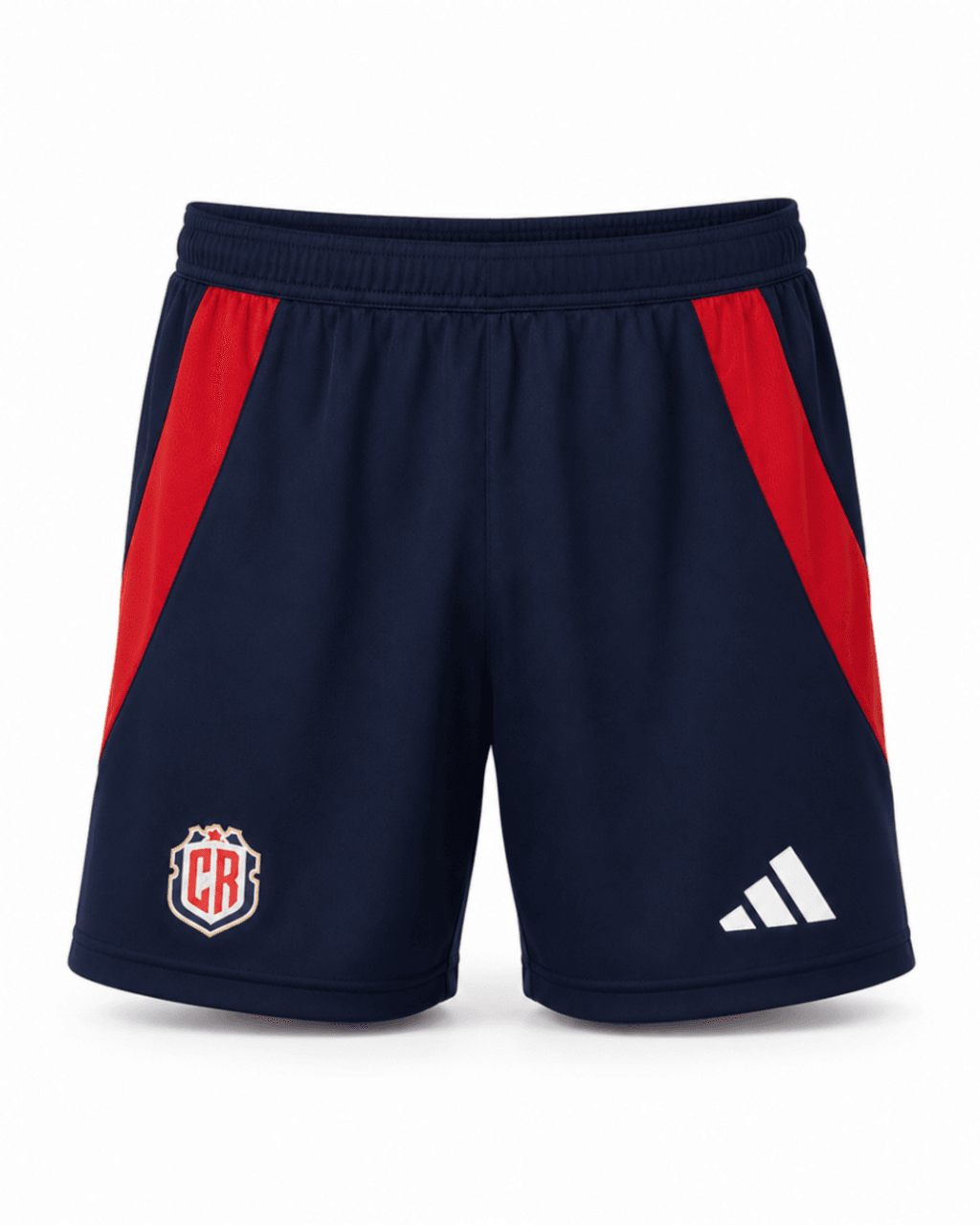 Pantaloneta COSTA RICA, azul marino oscuro con franjas rojas a los costados