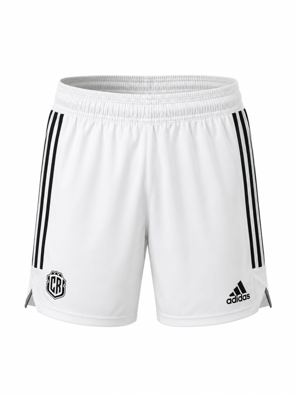 Pantaloneta COSTA RICA, blanca con franjas negras a los costados