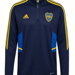 Sudadera BOCA JUNIORS, azul marino oscuro con franjas amarillas a los costados