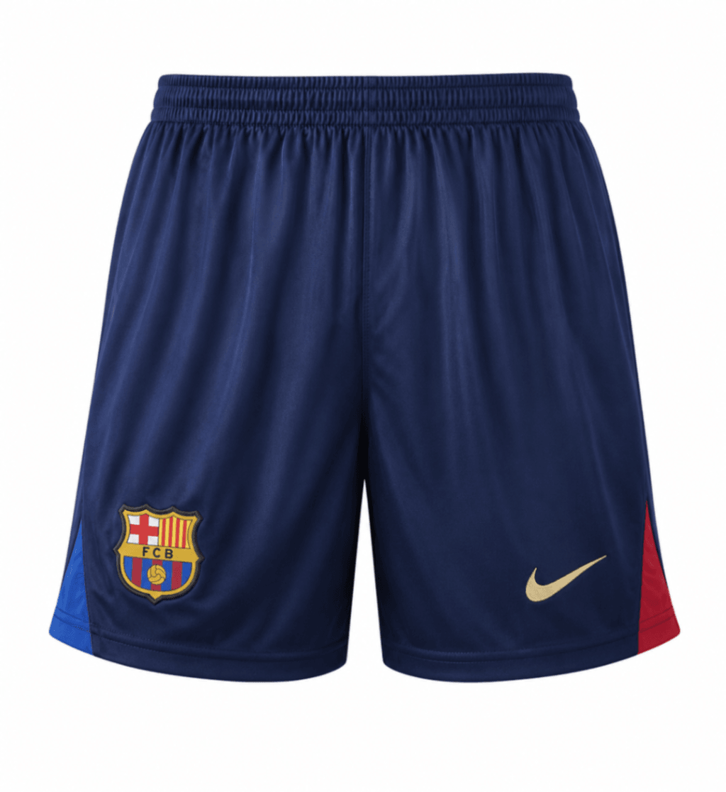Pantaloneta BARCELONA, azul oscuro y esquinas azul y rojo