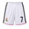 Pantaloneta REAL MADRID #7, blanca con borde rosa