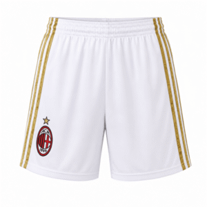 Pantaloneta AC MILAN, blanca con dorado