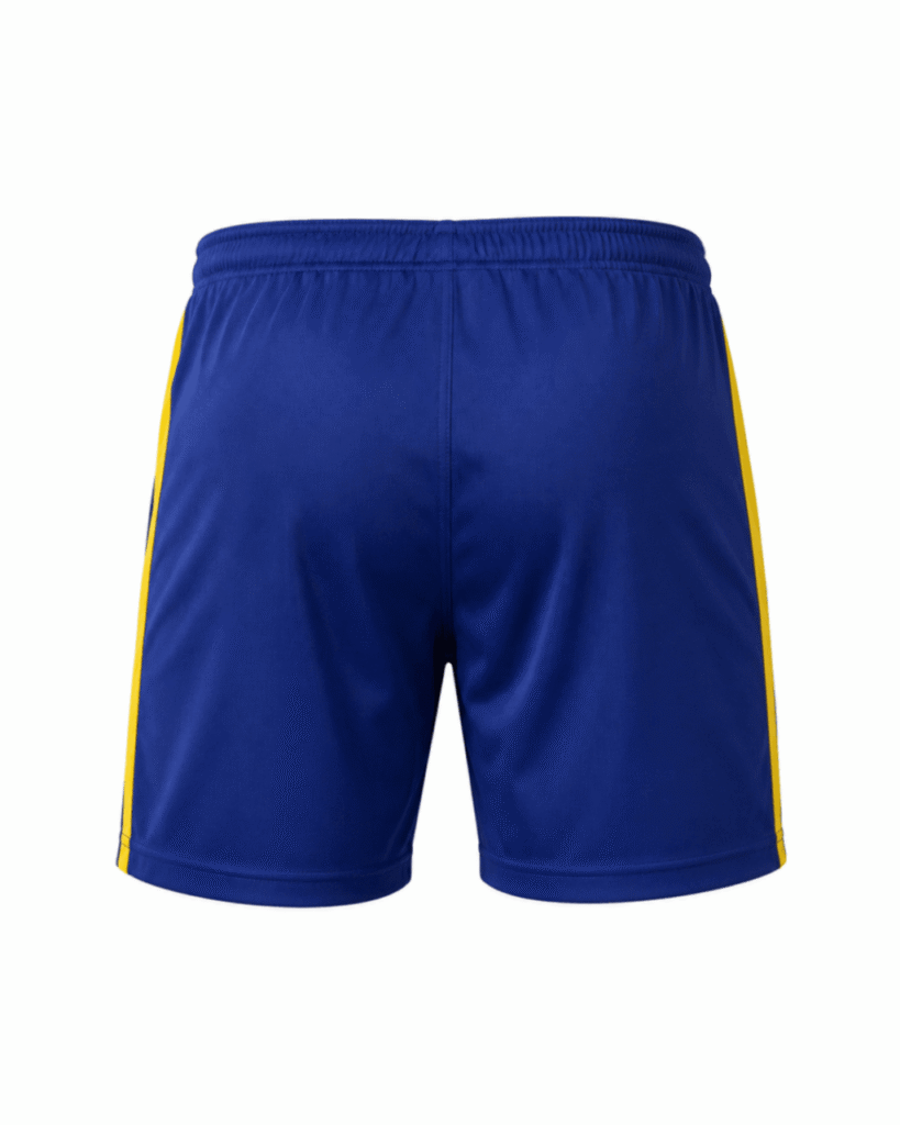Pantaloneta BOCA JUNIORS #10, azul marino oscuro con franjas amarillas a los costados