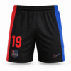 Pantaloneta BARCELONA #19, negro con azul y rojo al costado
