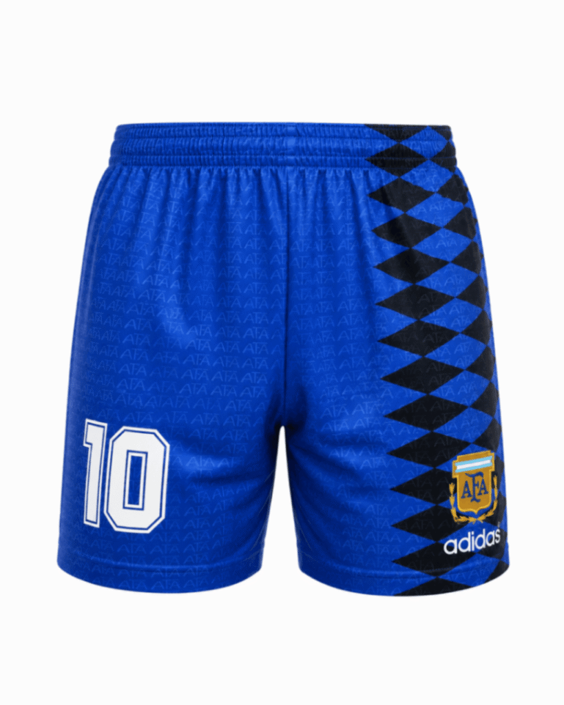 Pantaloneta ARGENTINA 1994 #10, azul con rombos negros al costado