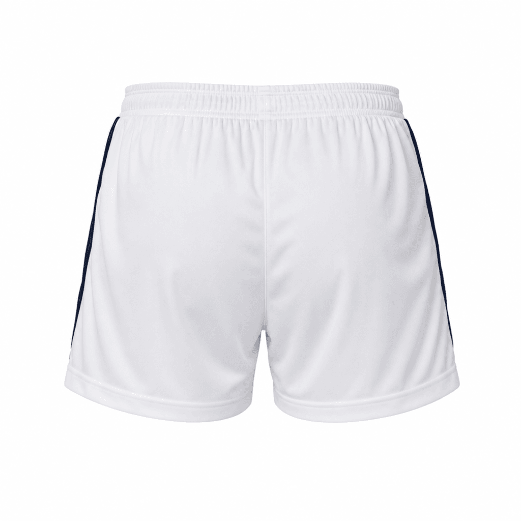 Pantaloneta BOCA JUNIORS, blanca con rayas azul oscuro al costado
