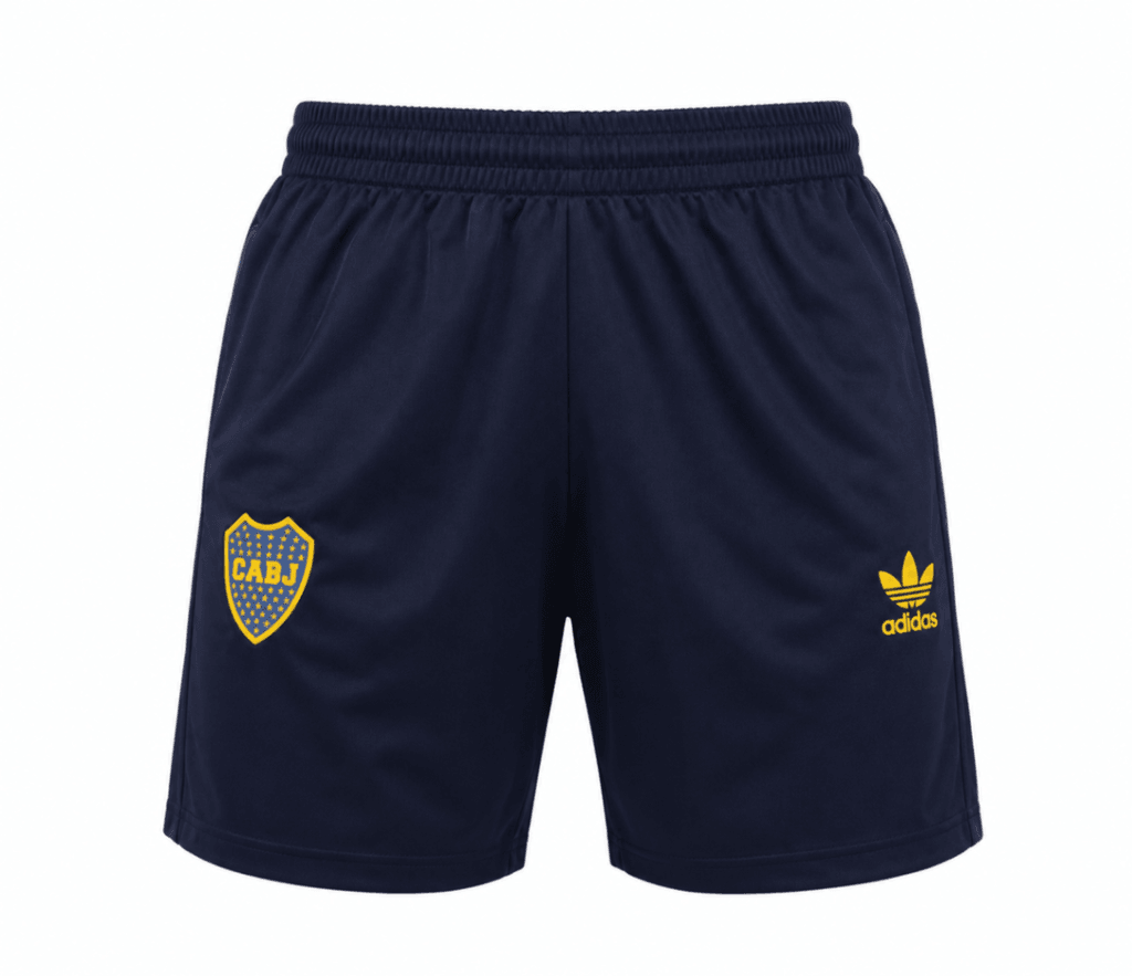 Pantaloneta BOCA JUNIORS, azul oscuro con adidas en amarillo