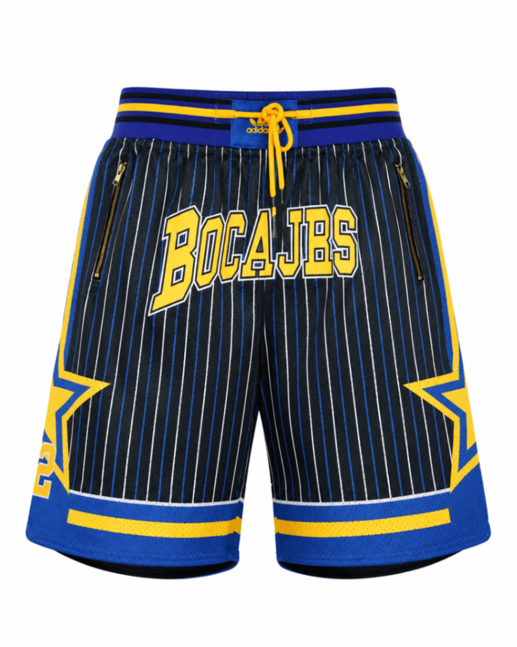 Pantaloneta BOCA JUNIORS, negra, azul rey y amarillo