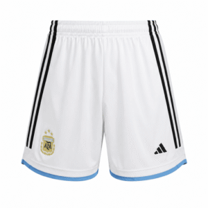 Pantaloneta ARGENTINA, blanca con bordes celestes y franjas negras al costado
