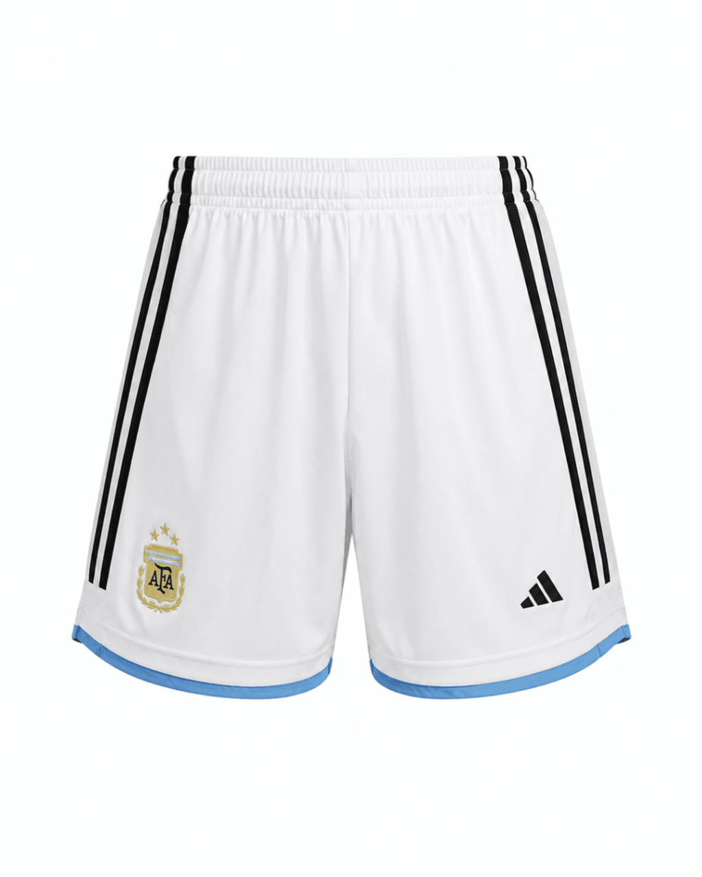 Pantaloneta ARGENTINA, blanca con bordes celestes y franjas negras al costado