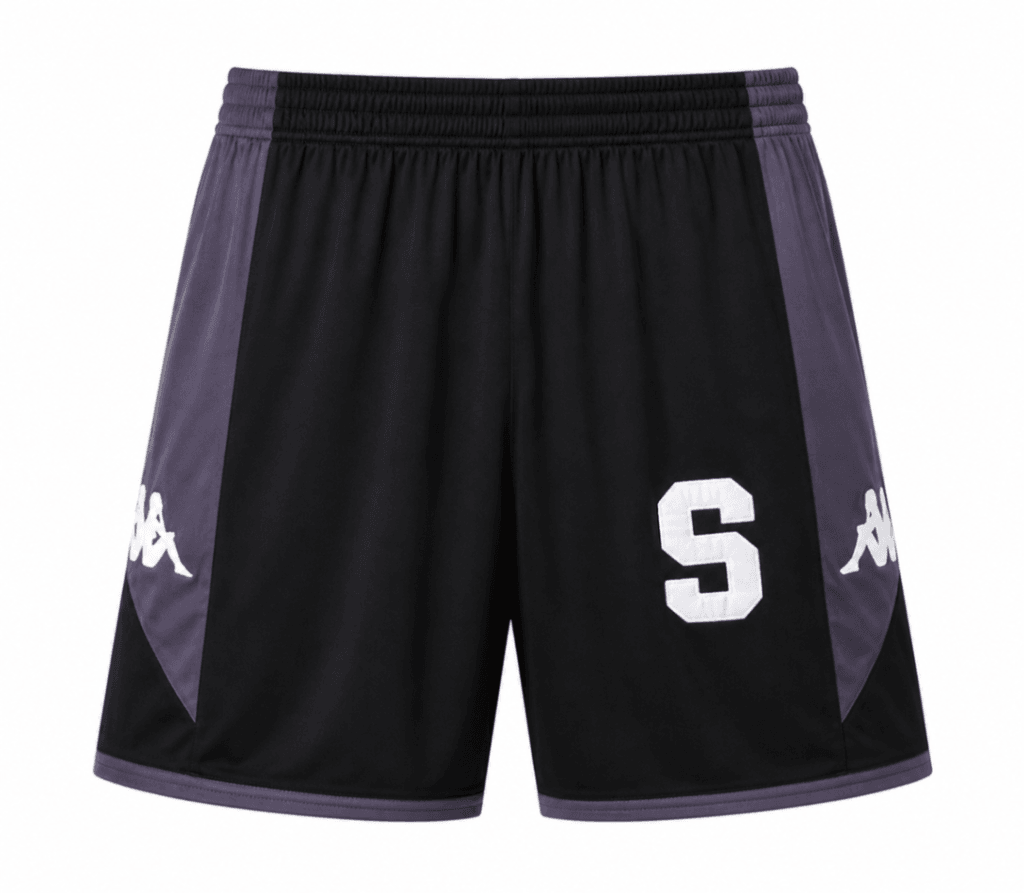 Pantaloneta SAPRISSA, negra con gris en costados y escudo blanco