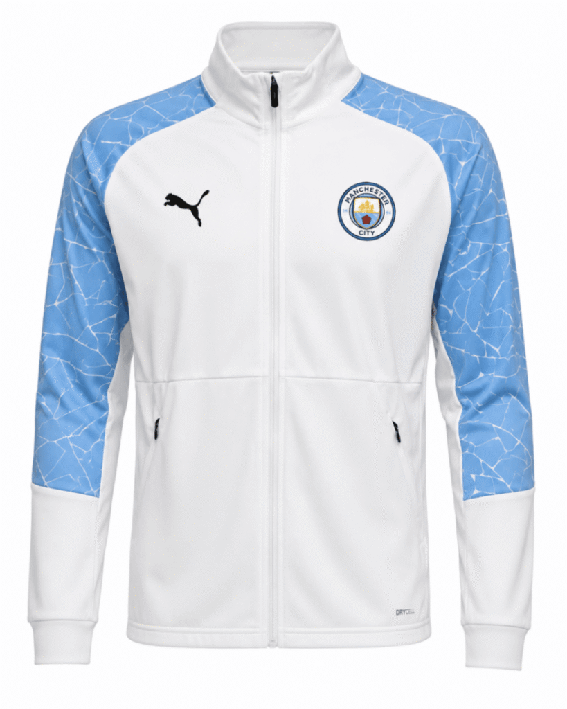 Jacket original MANCHESTER CITY, blanca con mangas celestes