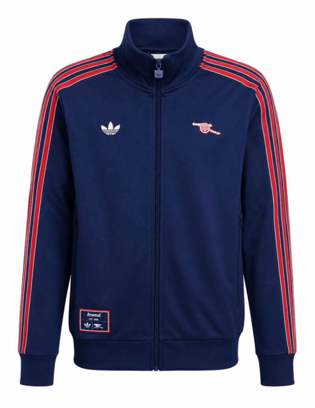 Jacket original ARSENAL, azul oscuro con líneas rojas en mangas