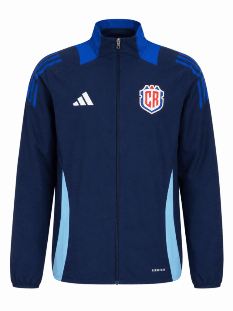 Jacket original COSTA RICA, color azul oscuro con cuello azul rey