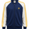 Jacket original ADIDAS, color azul oscuro con mangas blancas