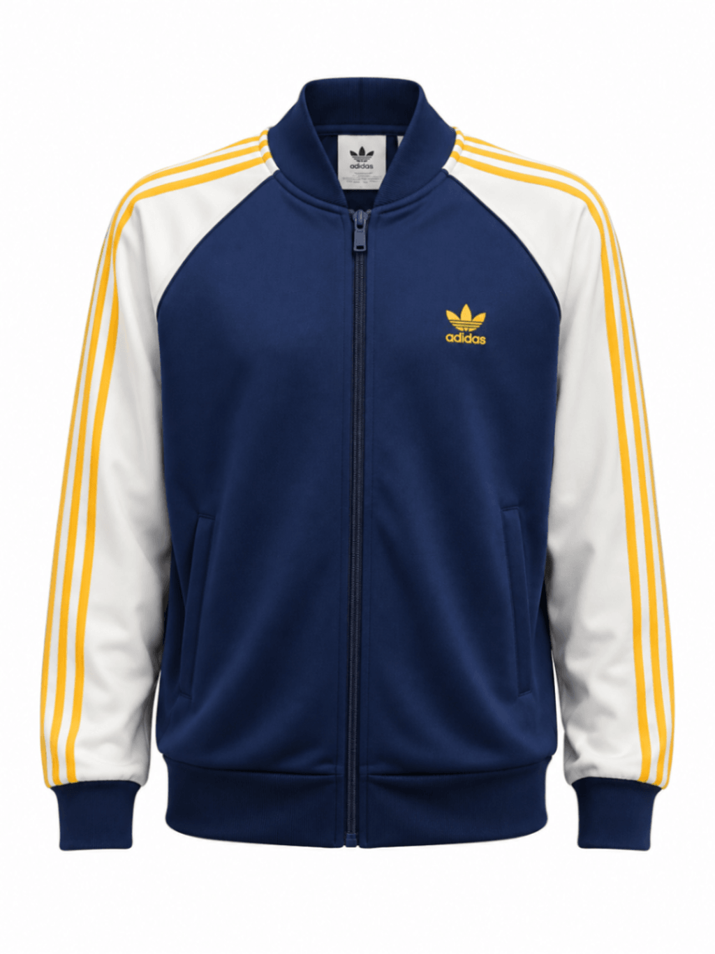 Jacket original ADIDAS, color azul oscuro con mangas blancas