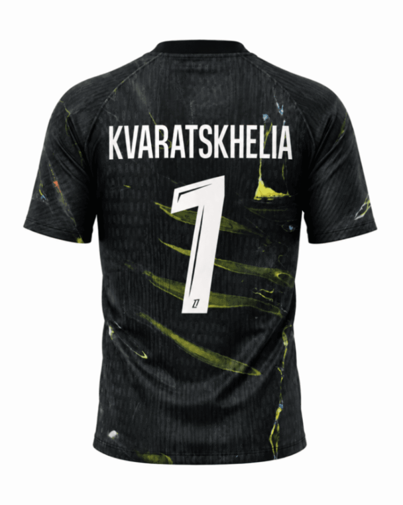 Camiseta PSG 2025 alterna edición Noche versión player Kvaratskhelia #7