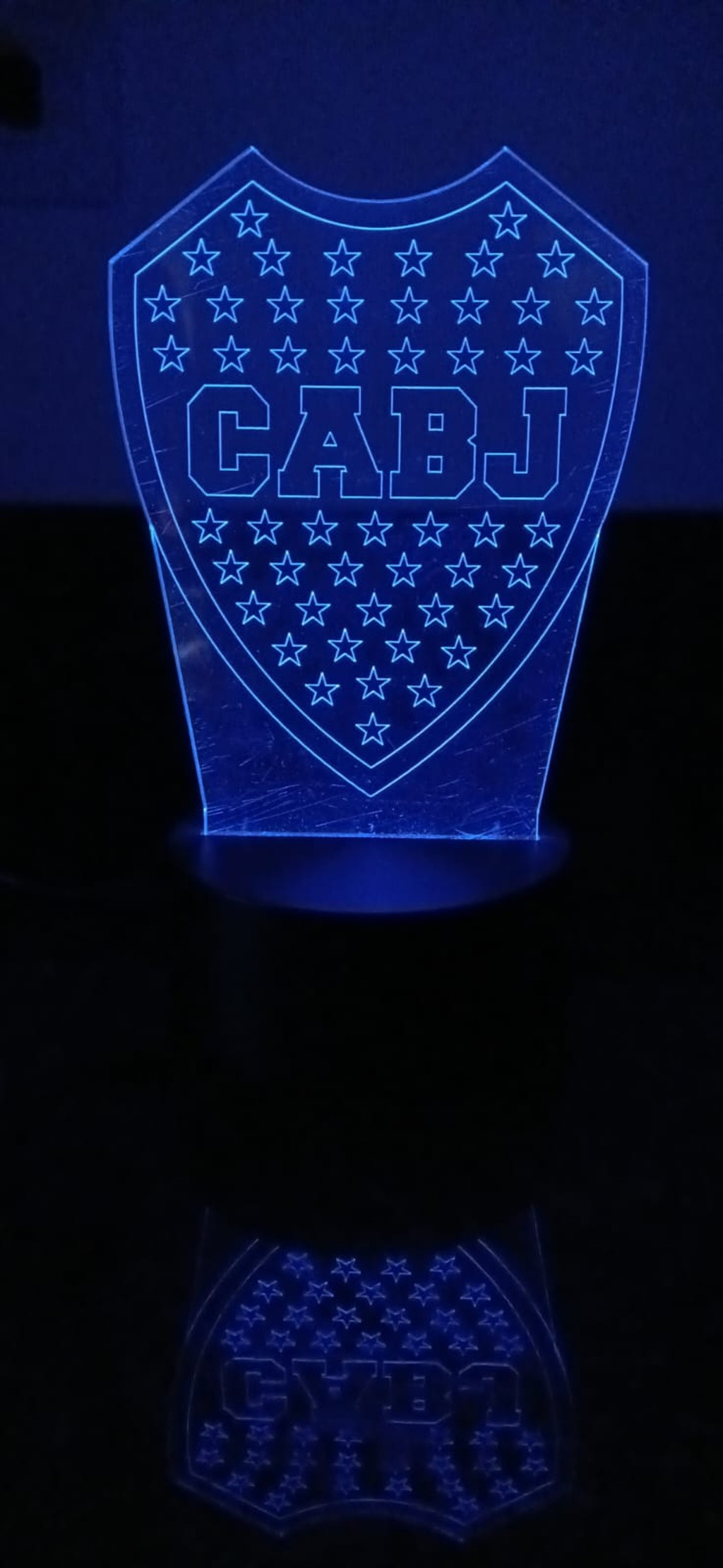 Lámpara figura de acrílico BOCA JUNIORS, escudo CABJ