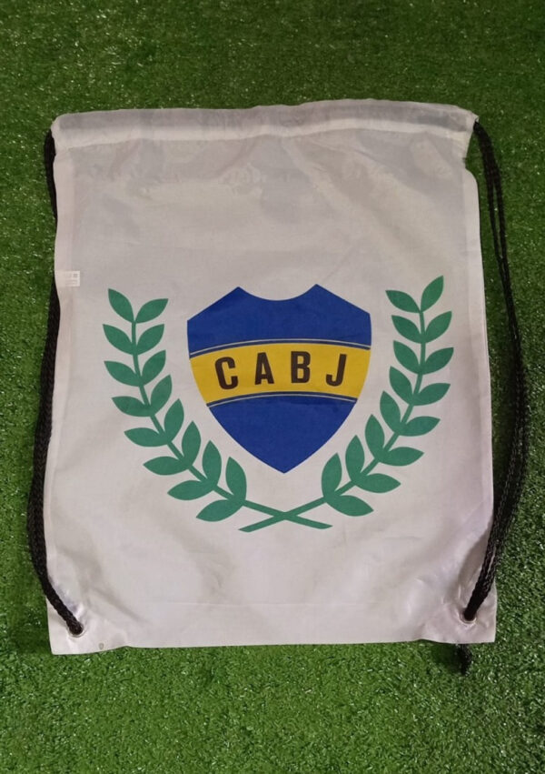 Bolso BOCA JUNIORS, color blanco con escudo CABJ - nylon