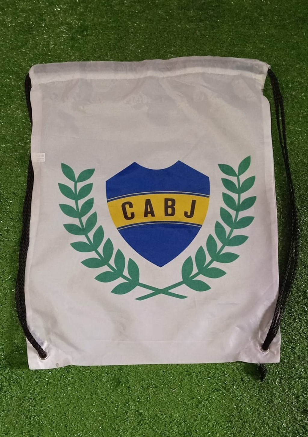 Bolso BOCA JUNIORS, color blanco con escudo CABJ - nylon