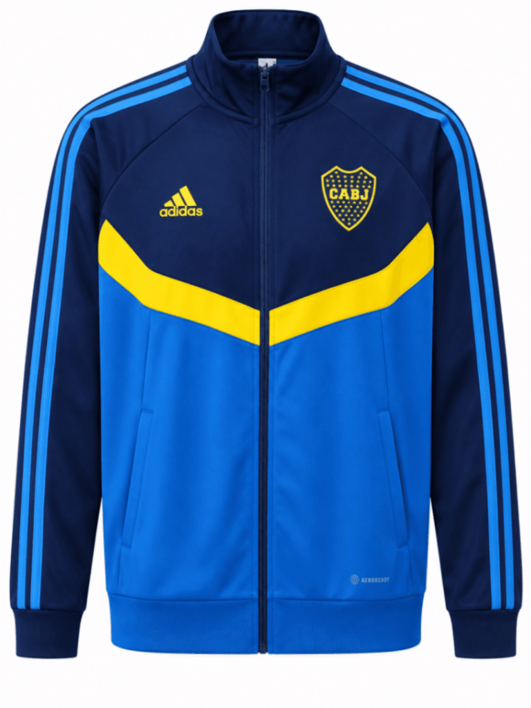 Jacket BOCA JUNIORS, azul oscuro con franja en V amarilla