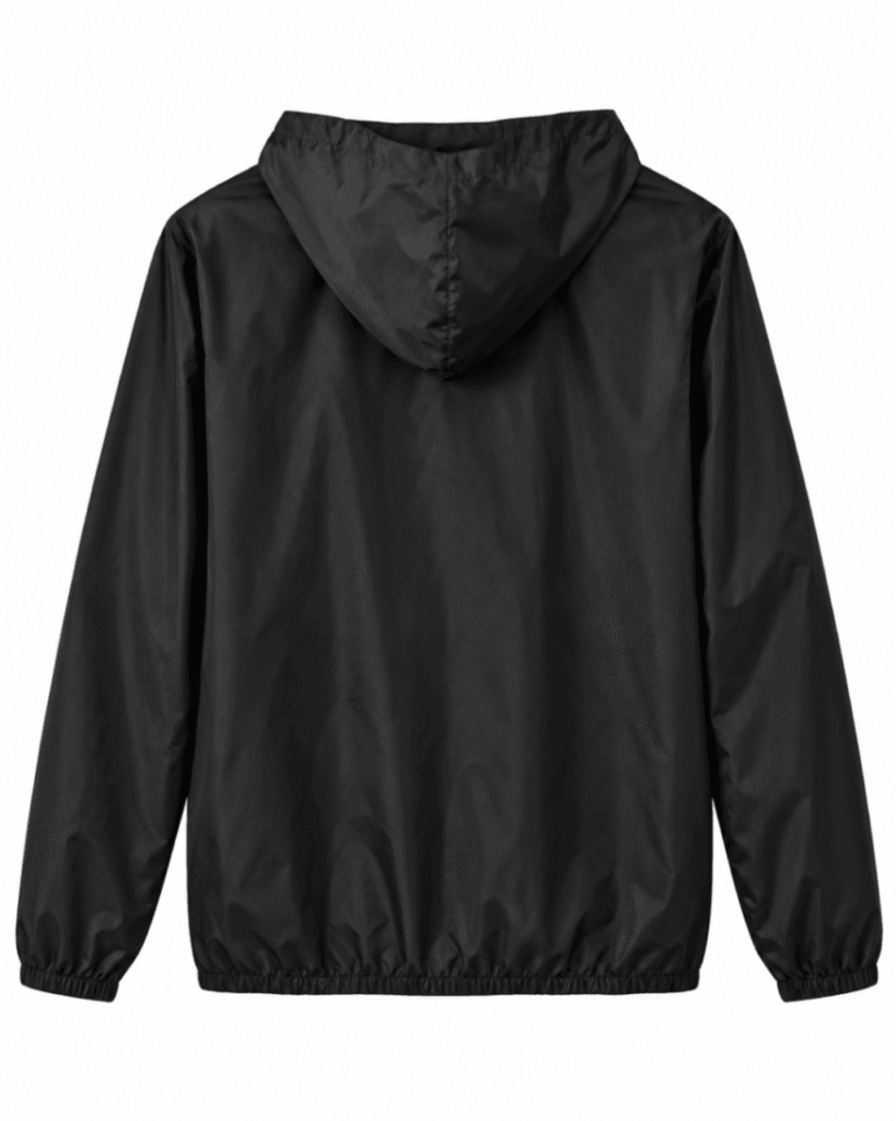 Jacket SAPRISSA, negra con logo tornasol, con gorro