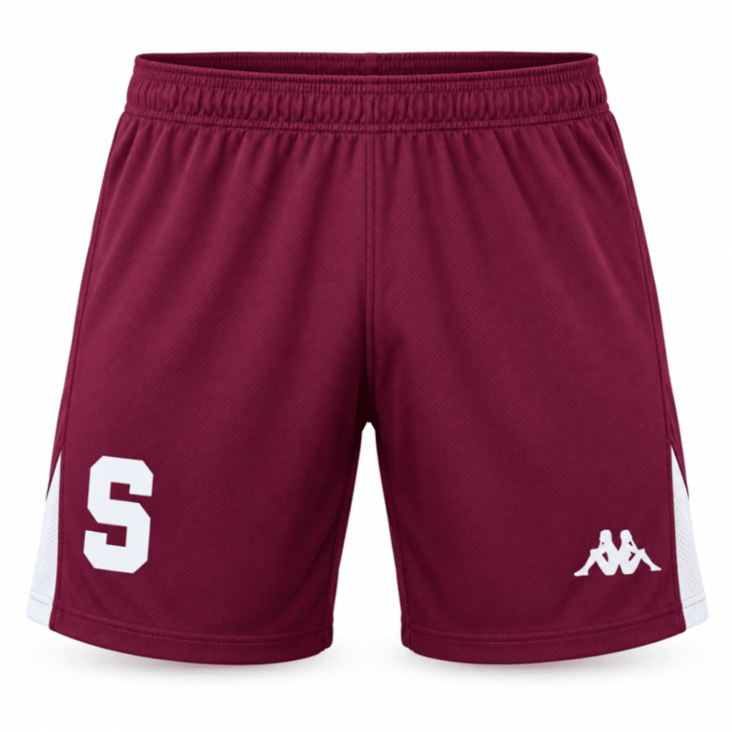 Pantaloneta original  SAPRISSA, color morado con detalles en color crema