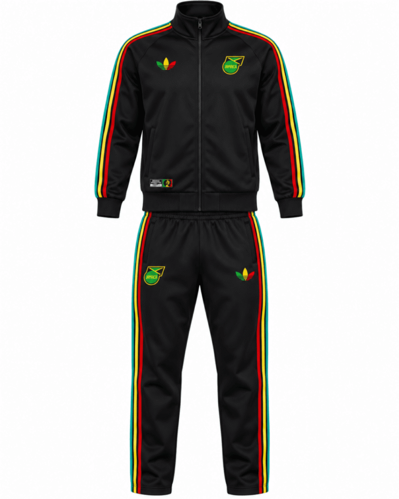 Conjunto buzo JAMAICA, negro con líneas a los costados