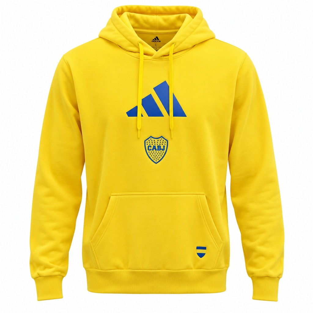 Sudadera original BOCA JUNIORS, color amarillo con logos en azul