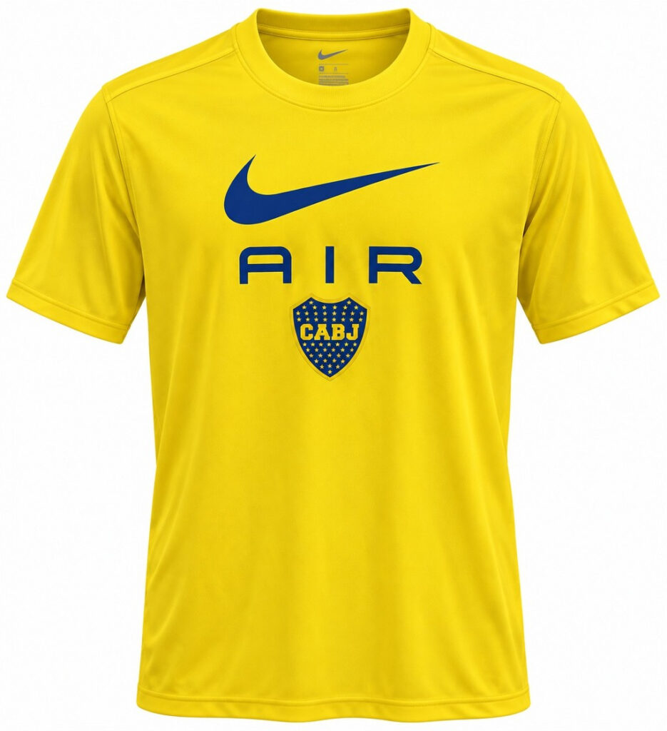 Tshirt original BOCA JUNIORS, color amarillo con logos en azul