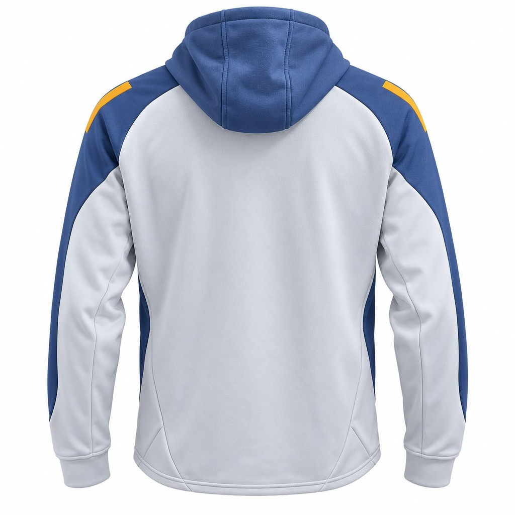 Jacket original BOCA JUNIORS, color gris claro con mangas y hombros en celeste oscuro