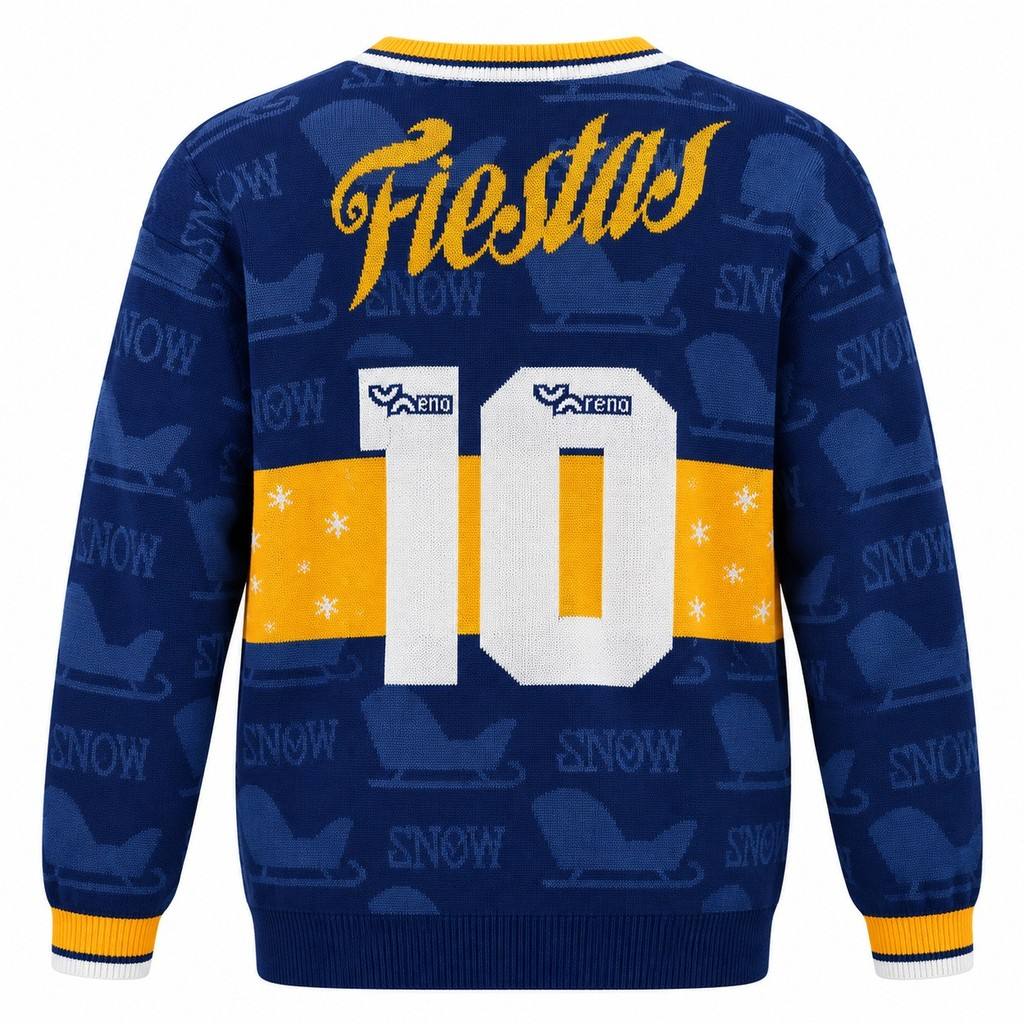 Sudadera original BOCA JUNIORS, color azul con detalles en amarillo – Navideño