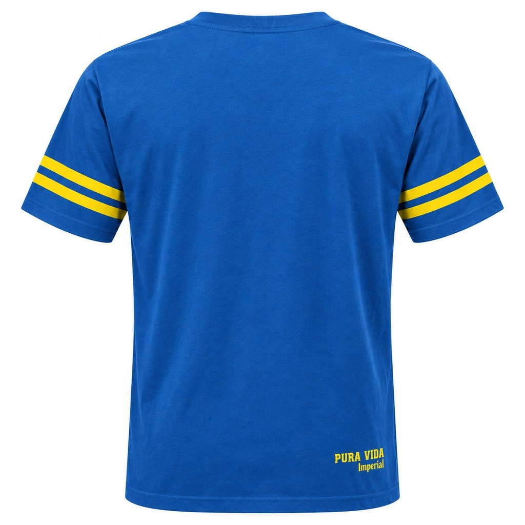 Tshirt original IMPERIAL, color azul con detalles y logo en amarillo